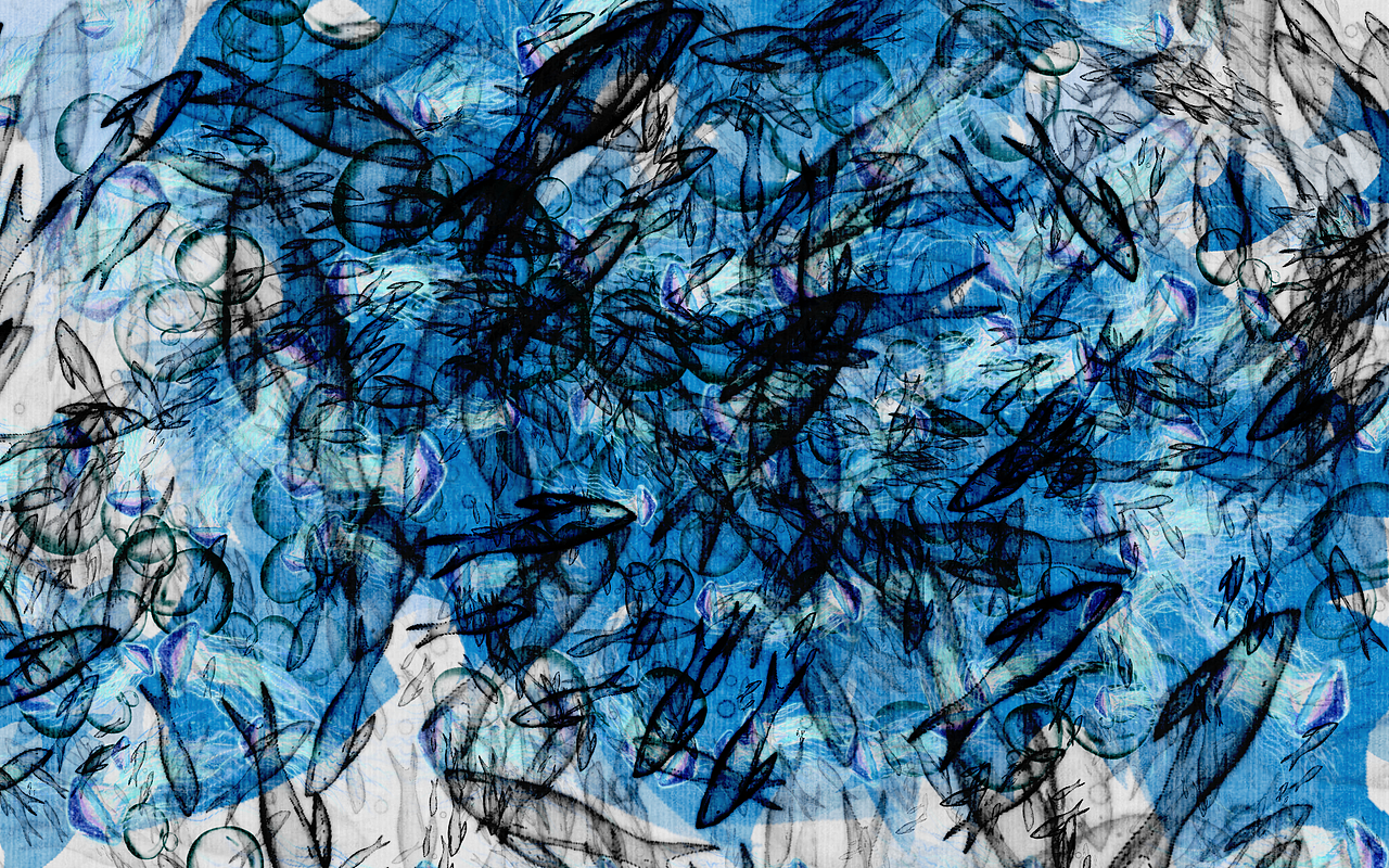 鱼群和气泡 蓝色和呼吸（图ZNDAzNzU1MjIw） - 艺术插画 - 站酷设计师无赖丝原创素材 - 站酷ZCOOL