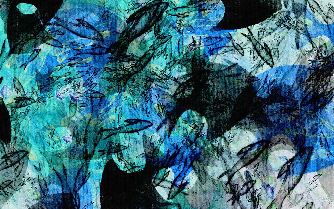 鱼群和气泡 蓝色和呼吸（图ZNDAzNzU1MjI0） - 艺术插画 - 站酷设计师无赖丝原创素材 - 站酷ZCOOL