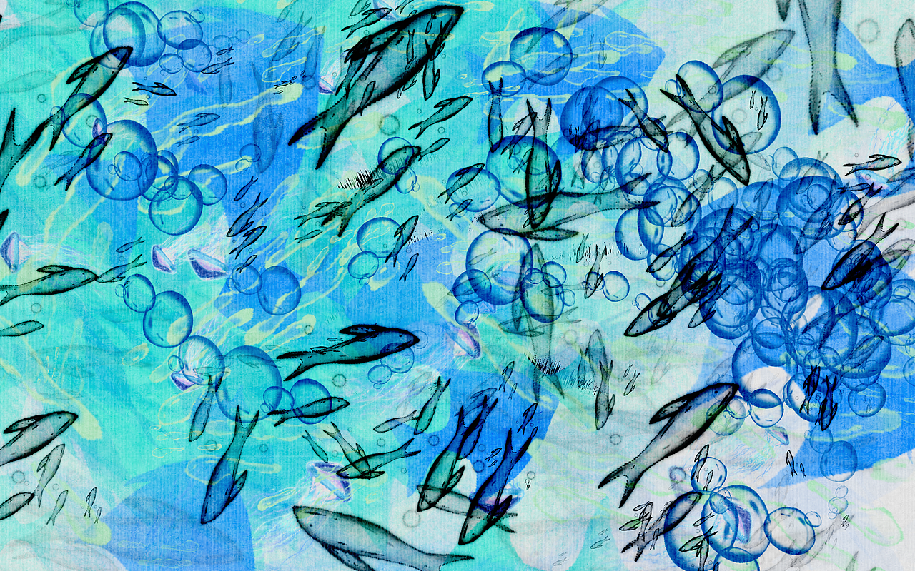 鱼群和气泡 蓝色和呼吸（图ZNDAzNzU1MjI4） - 艺术插画 - 站酷设计师无赖丝原创素材 - 站酷ZCOOL