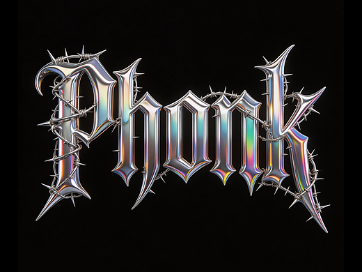 AI字体设计-荆棘镭射质感