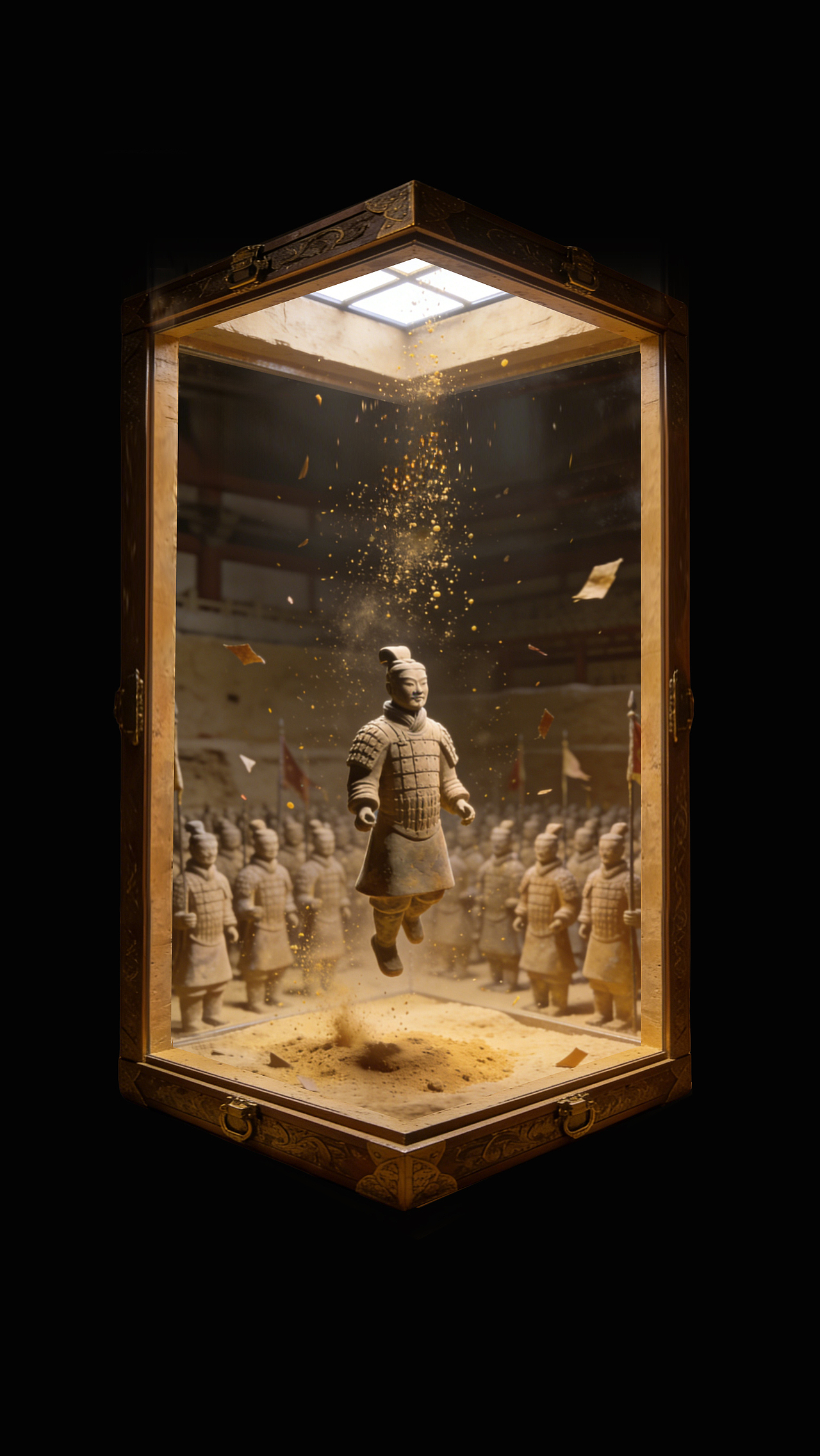 裸眼3D立体效果AI设计之《博物馆-兵马俑》（图ZNDAzNzYwNjEy） - AI作品 - 站酷设计师四季豆玩逗原创素材 - 站酷ZCOOL