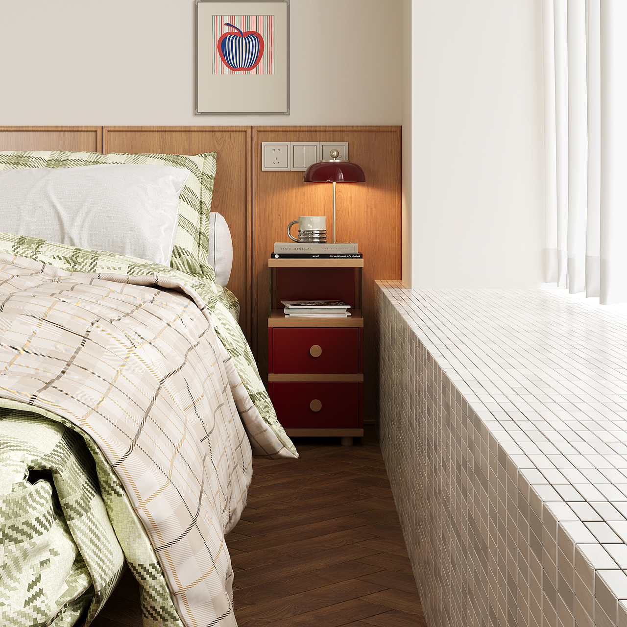 红黄窄款床头柜（图ZNDAzNzYwOTE2） - 生活用品 - 站酷设计师谷及家居原创素材 - 站酷ZCOOL