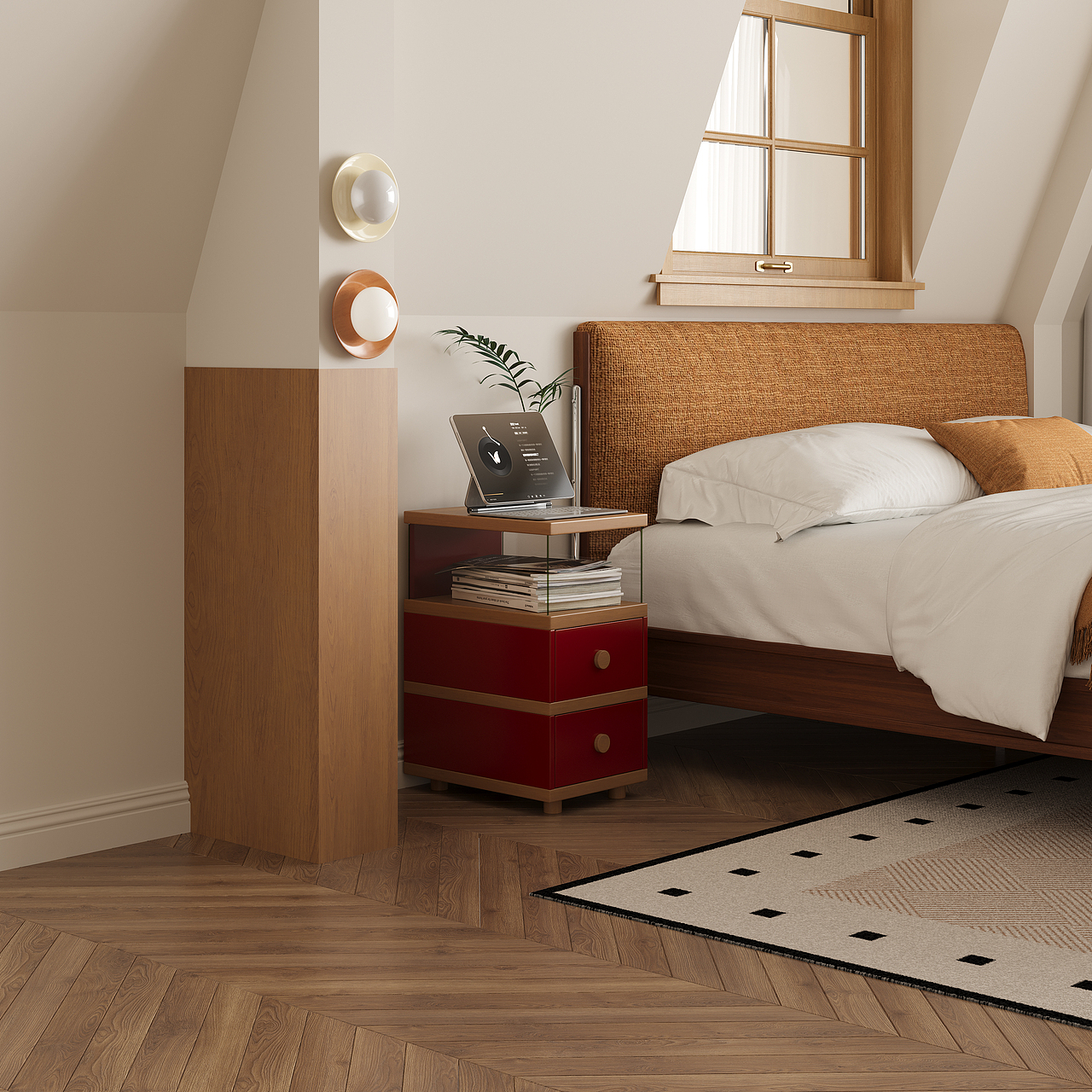 红黄窄款床头柜（图ZNDAzNzYwOTA4） - 生活用品 - 站酷设计师谷及家居原创素材 - 站酷ZCOOL