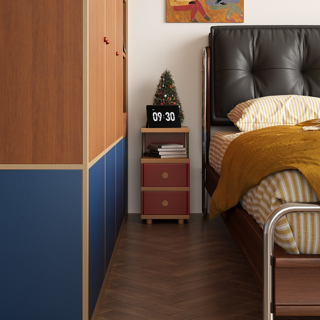 红黄窄款床头柜（图ZNDAzNzYwOTI0） - 生活用品 - 站酷设计师谷及家居原创素材 - 站酷ZCOOL