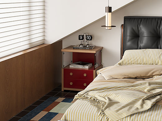 彩色玻璃床头柜