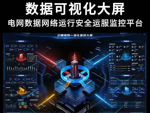 电网数据网络运行安全运服监控平台可视化大屏软件UI
