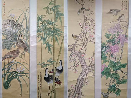 花鸟四条屏