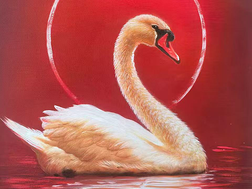 天鹅油画