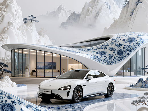 陶瓷的蓝白，赋予了汽车新意。
