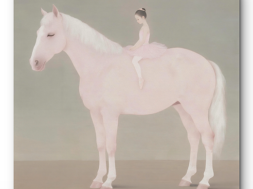 粉色马与芭蕾女孩（手绘油画，可收藏）