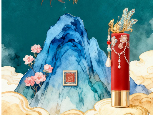 【AIGC学生练习作品_故宫珍宝彩妆凤冠口红】