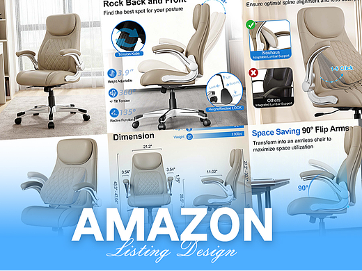 办公用品、文具 棕色办公椅-Amazon亚马逊主副图A+设计