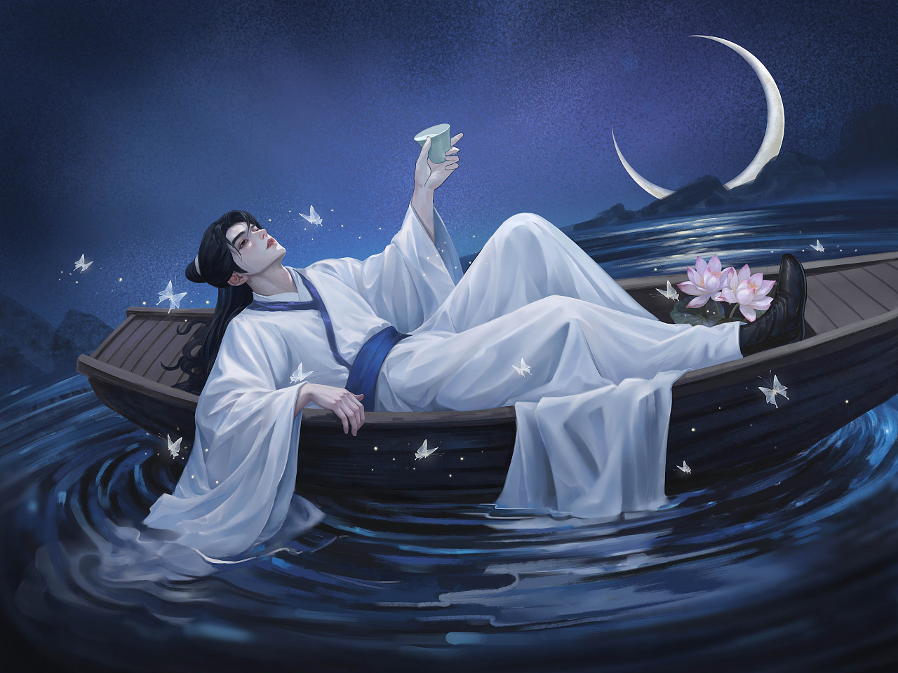 醉卧不知天在水 满船清梦压星河（图ZNDAzODU4MDMy） - 创作习作 - 站酷设计师藏海Andreas原创素材 - 站酷ZCOOL