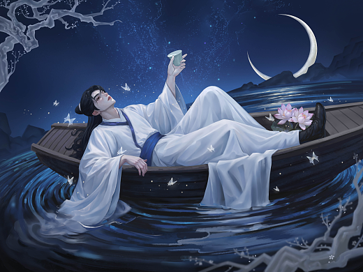 醉卧不知天在水  满船清梦压星河