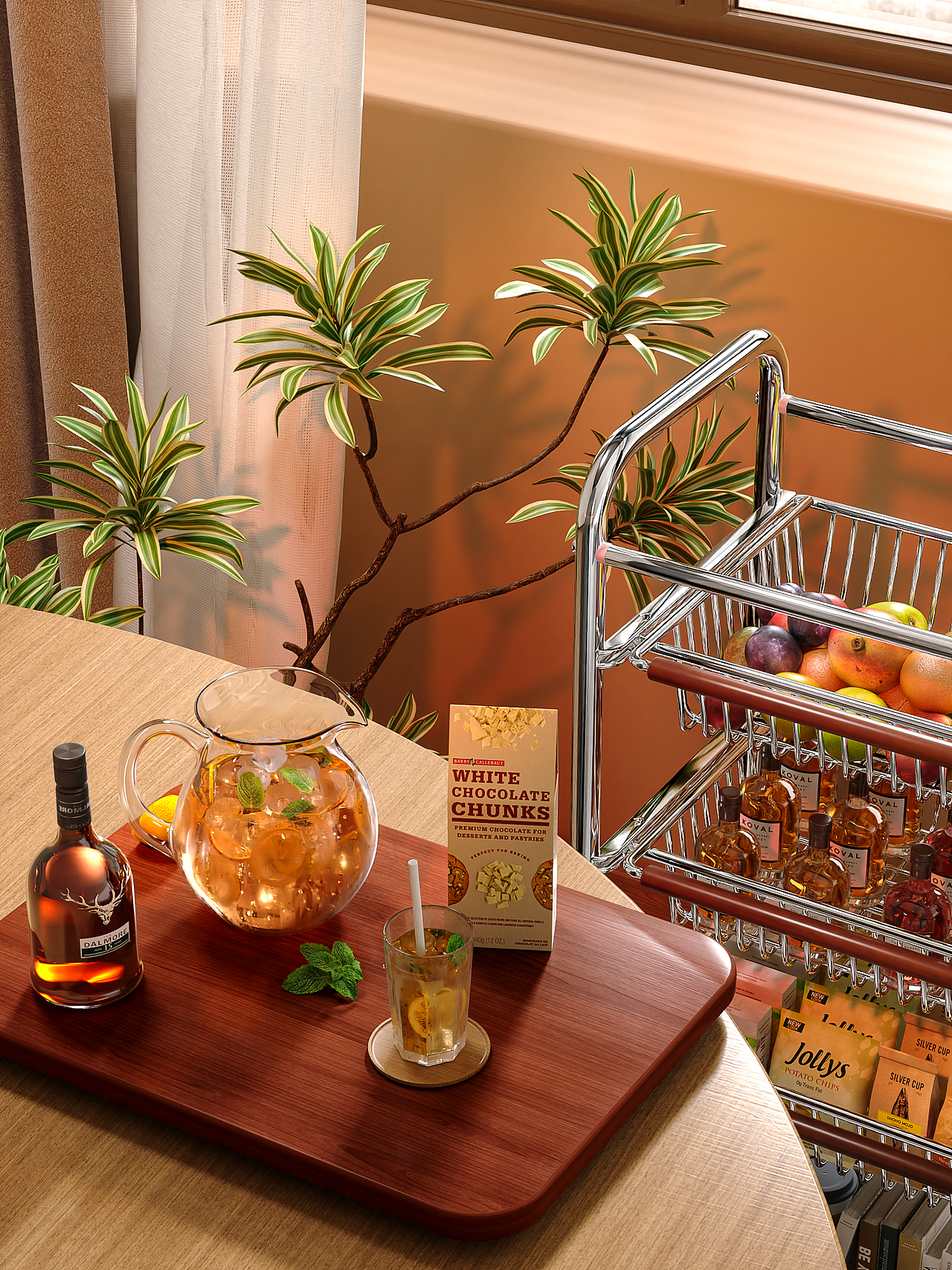 中古风零食小推车/置物架/收纳架 （三维产品渲染）（图ZNDAzODg5MjU2） - 产品 - 站酷设计师一只小圆圆_11原创素材 - 站酷ZCOOL