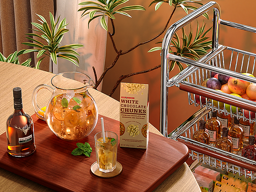 中古风零食小推车/置物架/收纳架 （三维产品渲染）