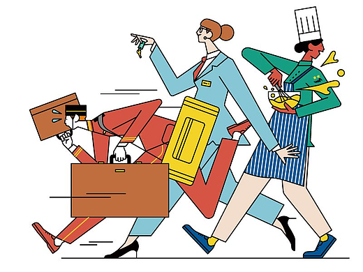 极简撞色扁平职业生活插画