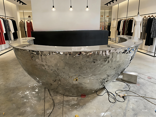 不锈钢水波纹吧台酒店大堂接待台服装店前台不锈钢前台