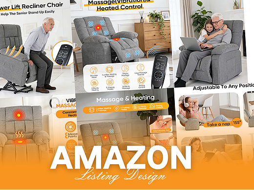 家居用品 灰色老人椅-Amazon亚马逊主副图A+设计案例