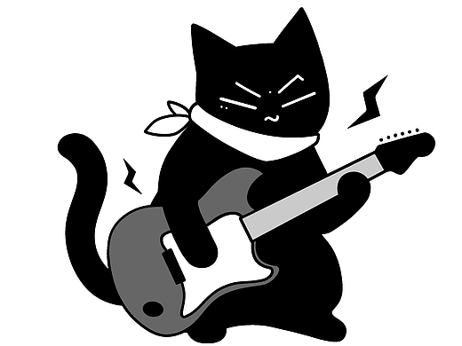 AE动态插画练习-吉他黑猫