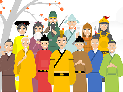 原创PPT模板卡通古代人物成语故事读书讲故事老师教案