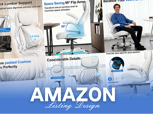 办公用品、文具 白色办公椅-Amazon亚马逊主副图A+设计