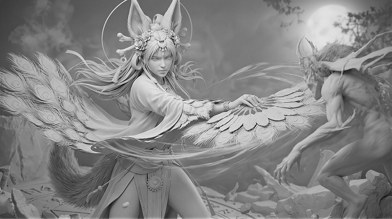 魔杰作AiGC-角色与场景设计｜《羽狐祭司》· No.04（图ZNDAzOTI5Mjc2） - AI作品 - 站酷设计师魔杰作MOJZ原创素材 - 站酷ZCOOL