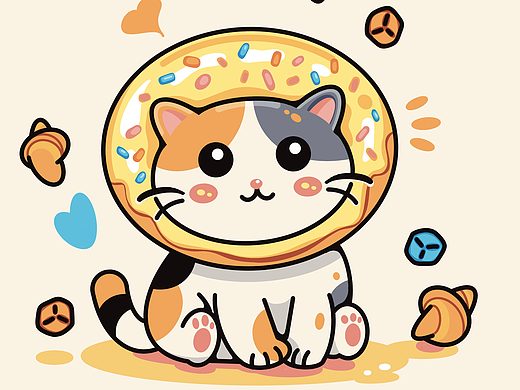 便携餐盒包图案设计 小猫 甜甜圈 牛角包