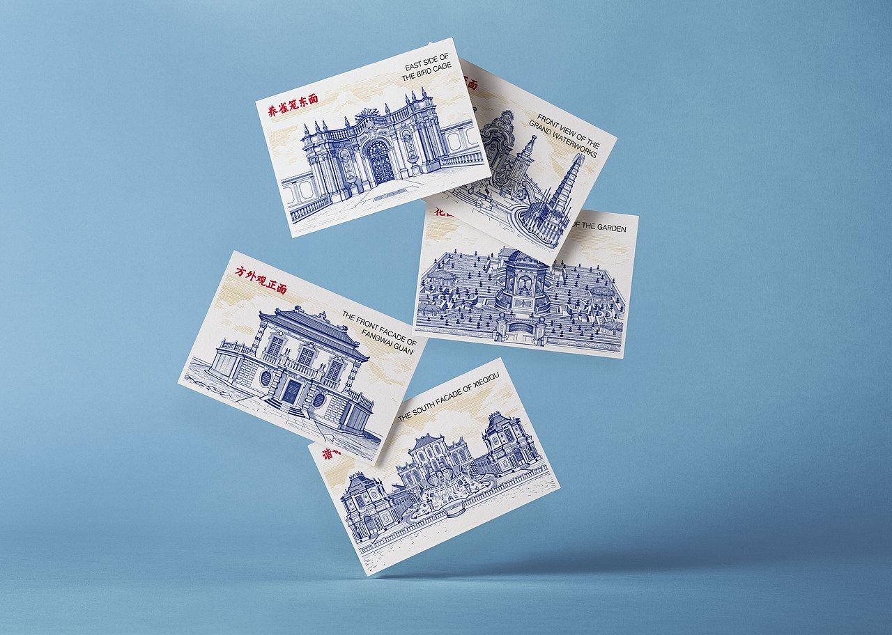 皇城之下 • 圆明园西洋楼景区文创 / 版画 明信片插画（图ZNDAzOTM2ODA0） - 商业插画 - 站酷设计师心锐设计原创素材 - 站酷ZCOOL