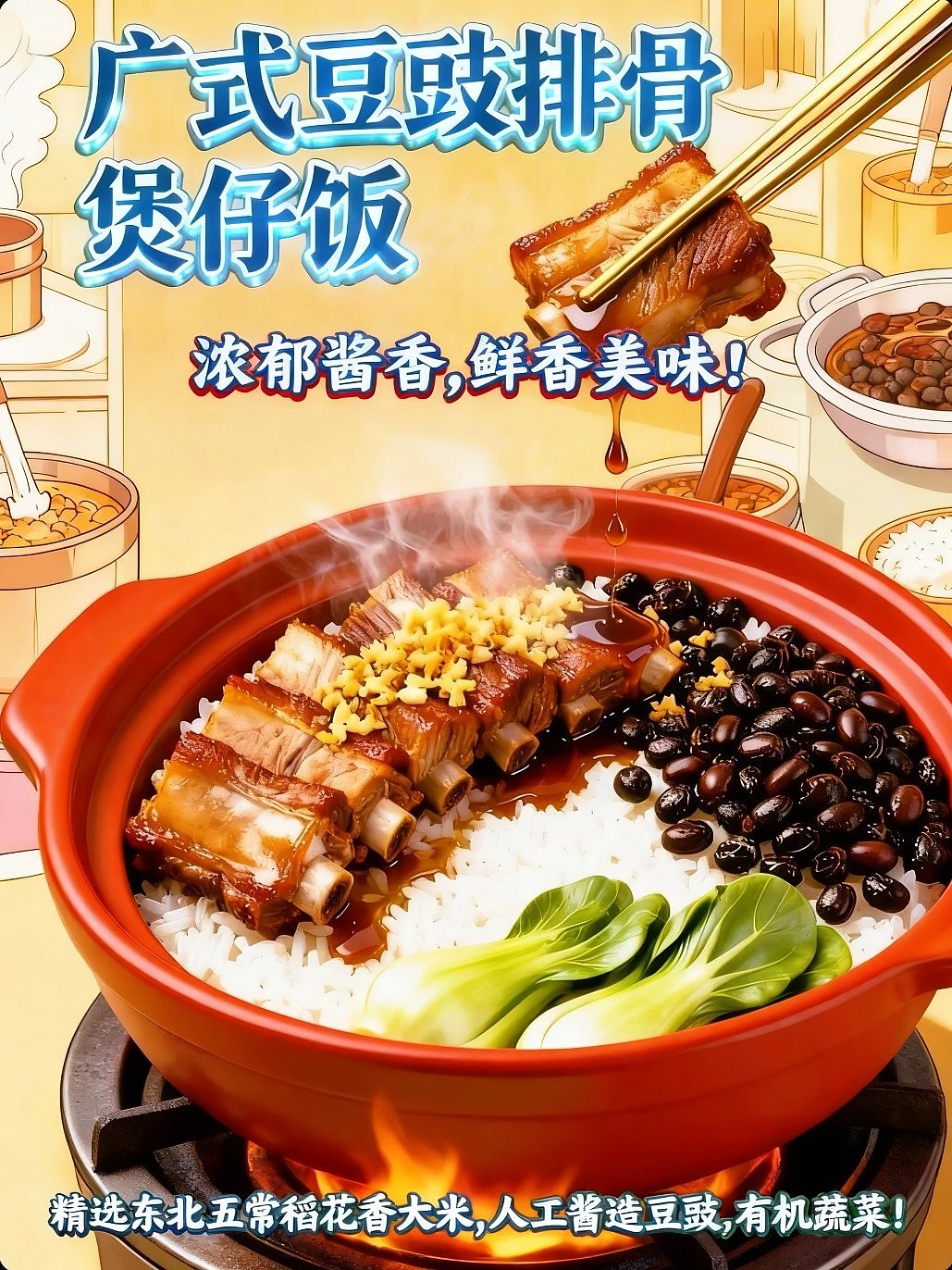 既梦AI设计创意广东美食广式煲仔饭海报附提示词AIGC（图ZNDAzOTQ0NjA0） - 海报 - 站酷设计师风中的玫瑰耶原创素材 - 站酷ZCOOL