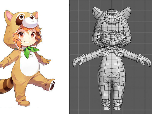 3dmax-小浣熊睡衣小萝莉模型制作教程。3dmax建模基础