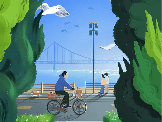 原创插画｜一个像“来”字的路灯