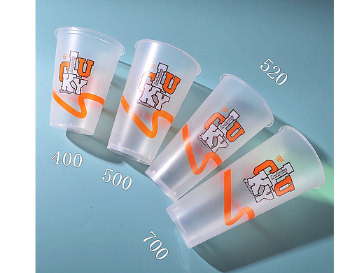 LUCKY幸运90高脚细砂注塑奶茶杯