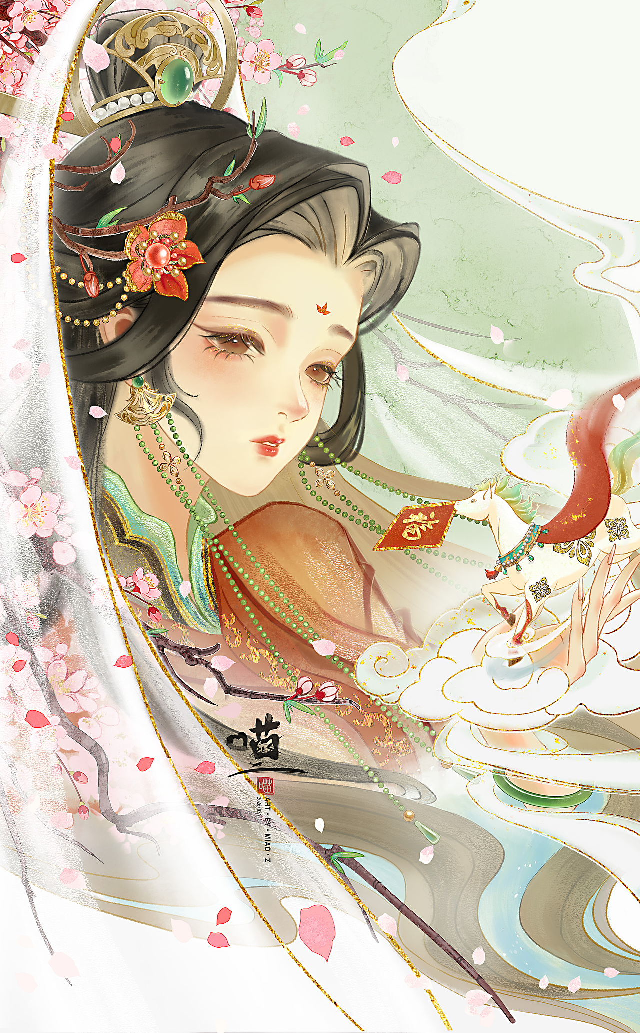 三月桃花—骏马赠福（图ZNDA0MDEzNDMy） - 商业插画 - 站酷设计师徐徐喵之原创素材 - 站酷ZCOOL