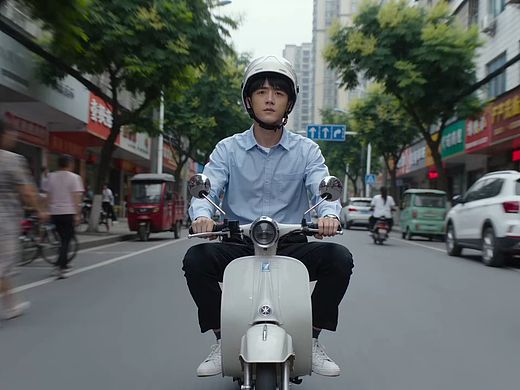 骑着心爱的小摩托去上班