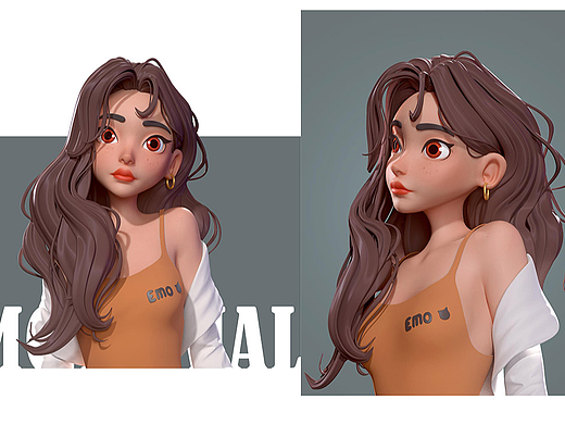 ZBrush-风格化卷发小姐姐角色模型制作教程。