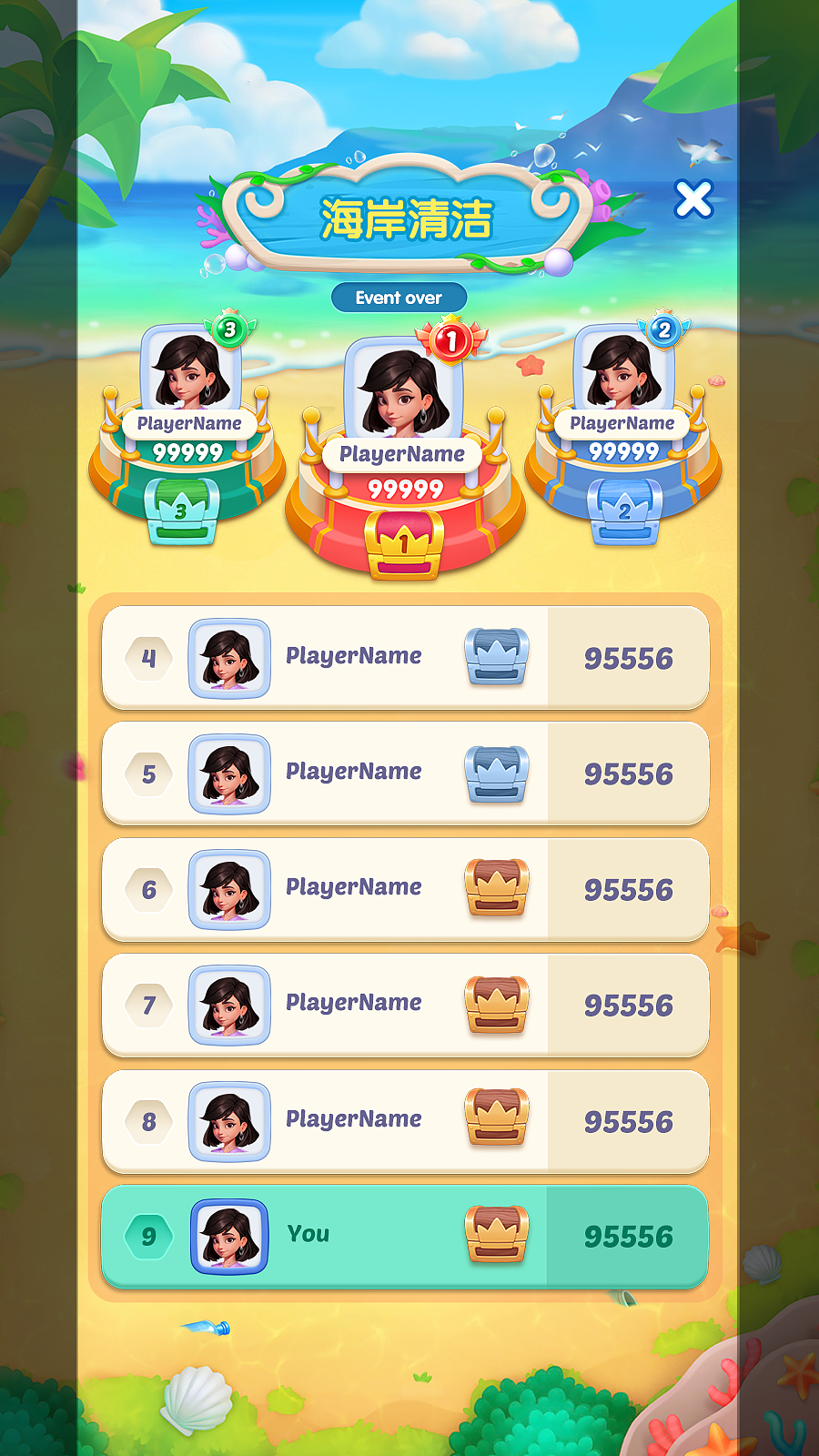 欧卡类型-海岸清洁（图ZNDA0MDI1NjA4） - 游戏UI - 站酷设计师飞天的猫原创素材 - 站酷ZCOOL