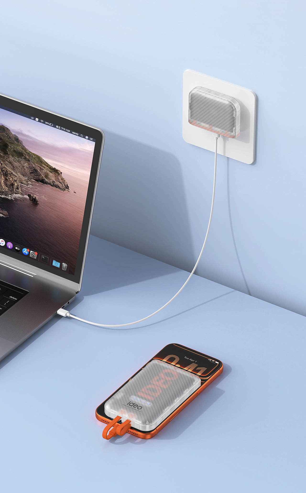 磁吸分离式充电宝（图ZNDA0MDQ3MjYw） - 产品 - 站酷设计师九零devise原创素材 - 站酷ZCOOL