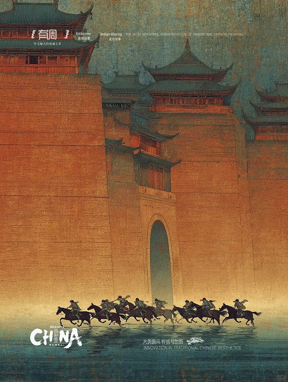 城阙之上，铁马踏沙（图ZNDA0MDU5NDA0） - 艺术插画 - 站酷设计师Hue有调原创素材 - 站酷ZCOOL