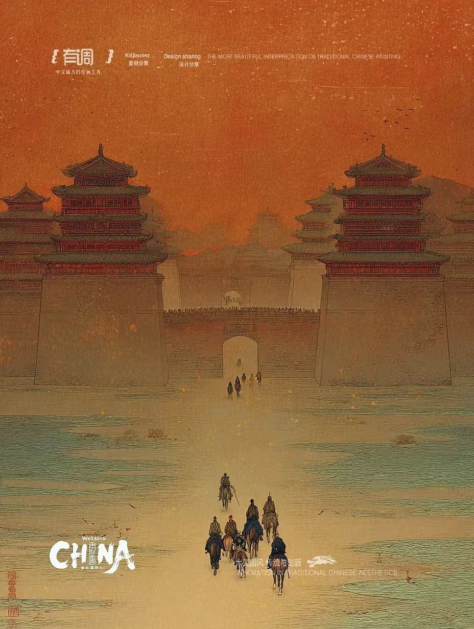 城阙之上，铁马踏沙（图ZNDA0MDU5NDA4） - 艺术插画 - 站酷设计师Hue有调原创素材 - 站酷ZCOOL