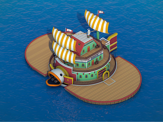 Maya-【海贼王】海上餐厅巴拉蒂帆船模型制作教程。