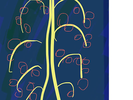 风铃花．蓝鸟冰屏手机诗意画．数字绘画