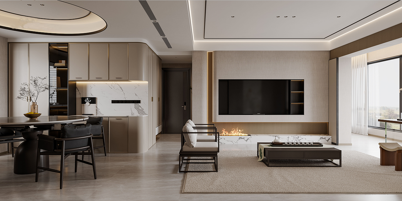 现代中式效果表现（图ZNDA0MDk3MTY0） - 家装设计 - 站酷设计师是丽丽啊wink原创素材 - 站酷ZCOOL