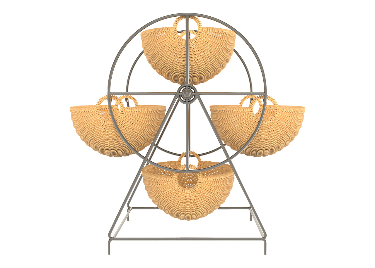 铁艺和编藤摩天轮果篮（图ZNDA0MTE5MDY0） - 生活用品 - 站酷设计师IDEA一DESIGN原创素材 - 站酷ZCOOL