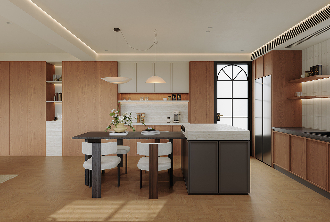 现代诧寂风客餐厅效果图表现（图ZNDA0MTMzNDA0） - 家装设计 - 站酷设计师王彤ing原创素材 - 站酷ZCOOL