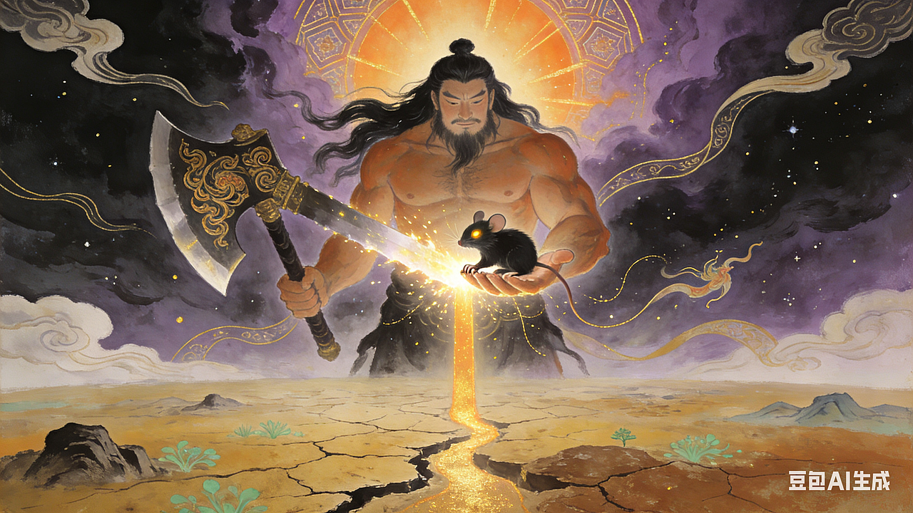 《洪荒日月·一念明暗》（图ZNDA0MTQ1OTg4） - AI作品 - 站酷设计师JuneandY原创素材 - 站酷ZCOOL