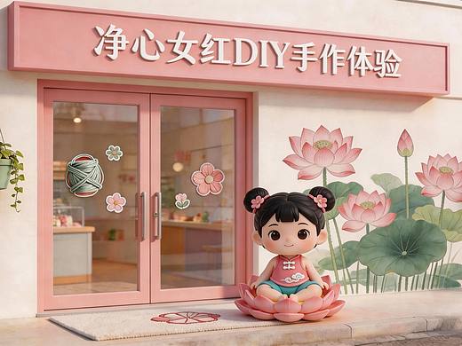 净心女红DIY手工体验店店面IP设计