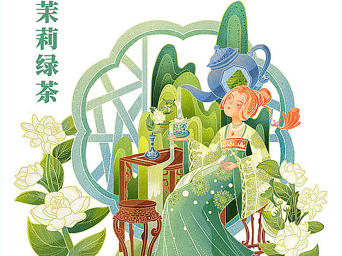 国风小场景搭建——茉莉绿茶