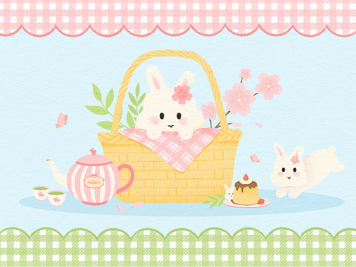 原创图案设计｜春日野餐兔｜🉑授权