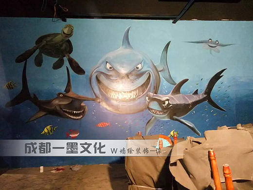 中式墙绘 社区墙绘 社区文化墙 成都墙绘 餐饮店墙绘